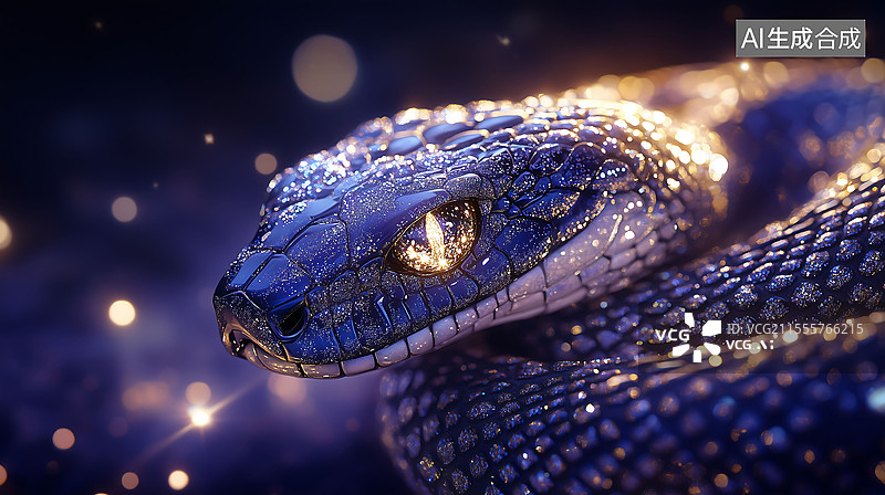 【AI数字艺术】3D渲染 蛇年春节紫色的立体蛇图片素材