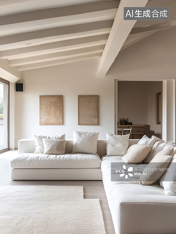 【AI数字艺术】阳光洒满客厅的舒适角落图片素材