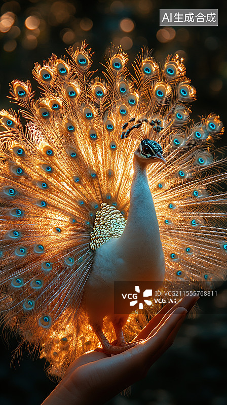 【AI数字艺术】白孔雀的优雅姿态图片素材