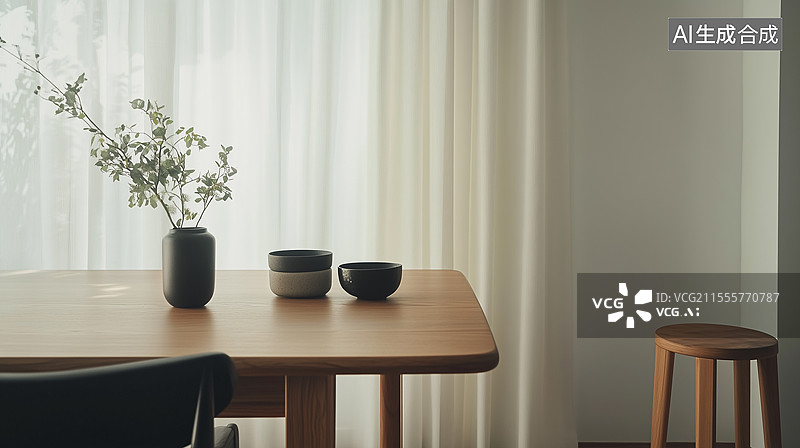 【AI数字艺术】简约室内餐桌布置图片素材