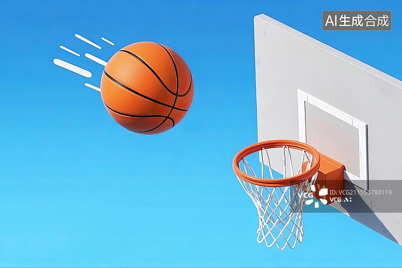 【AI数字艺术】3D渲染篮球投篮图片素材