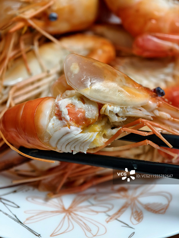 桌上海鲜虾膏特写镜头图片素材