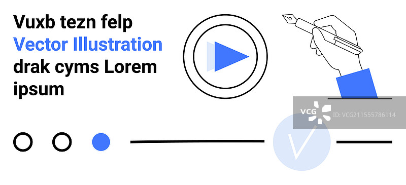手绘图旁边有播放按钮和文字图片素材
