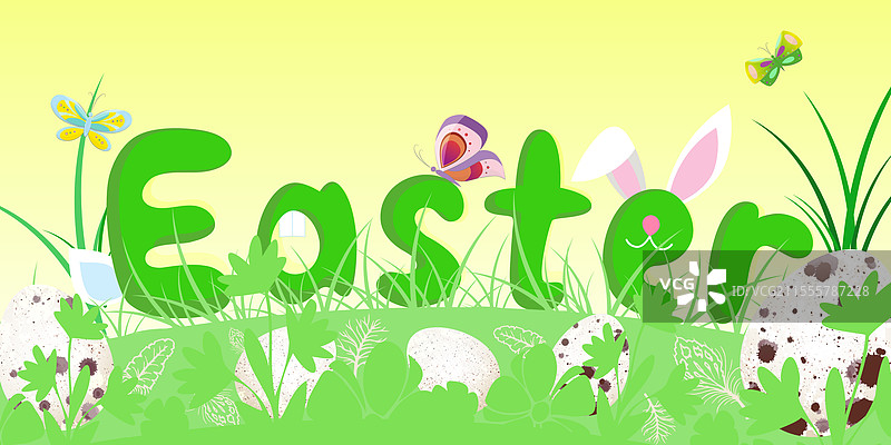 复活节与绿色复活节字母图片素材