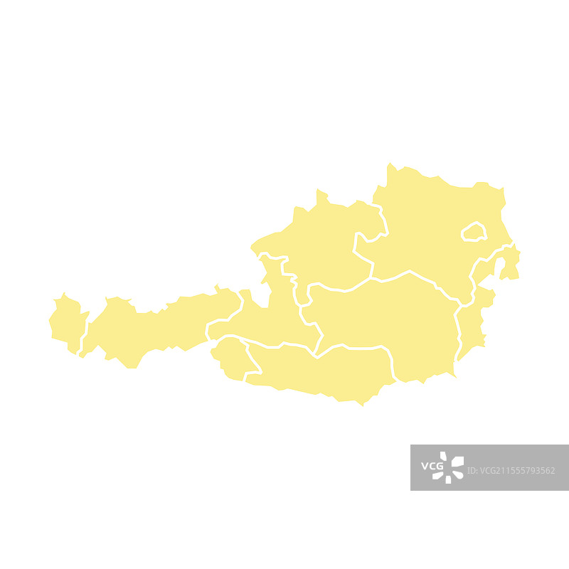 奥地利各州领土的奶油色地图图片素材