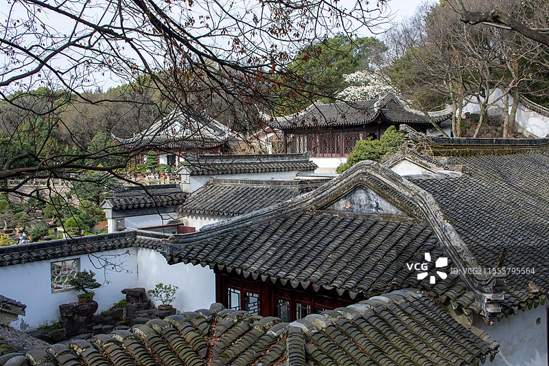 江苏省苏州市虎丘江南园林中式庭院图片素材