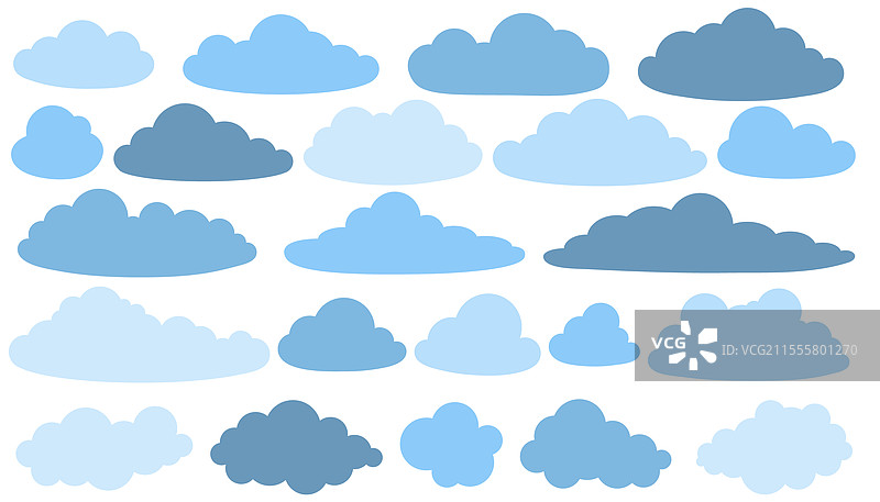 平面风格的云朵抽象图形集合图片素材