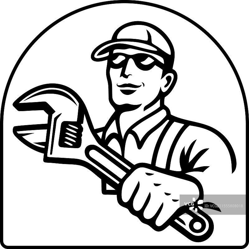 机械技师手持可调扳手工具图片素材