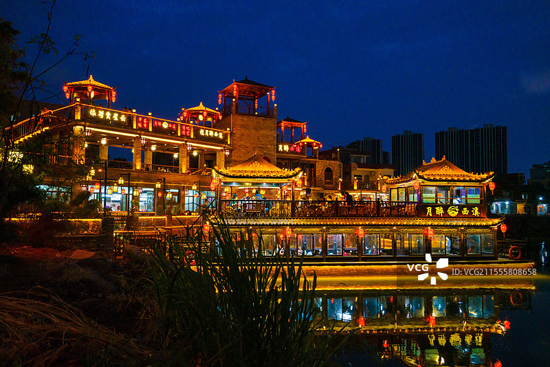 东莞，西溪古村，夜景之美！图片素材