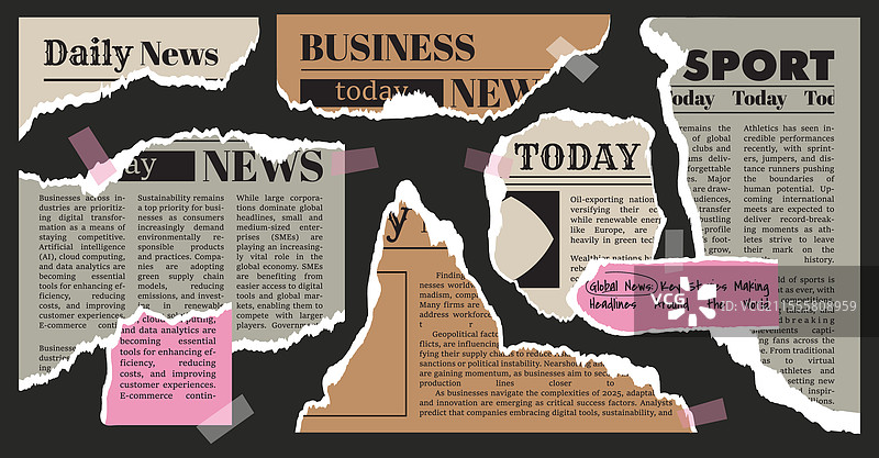 撕裂的旧复古纸张碎片图片素材