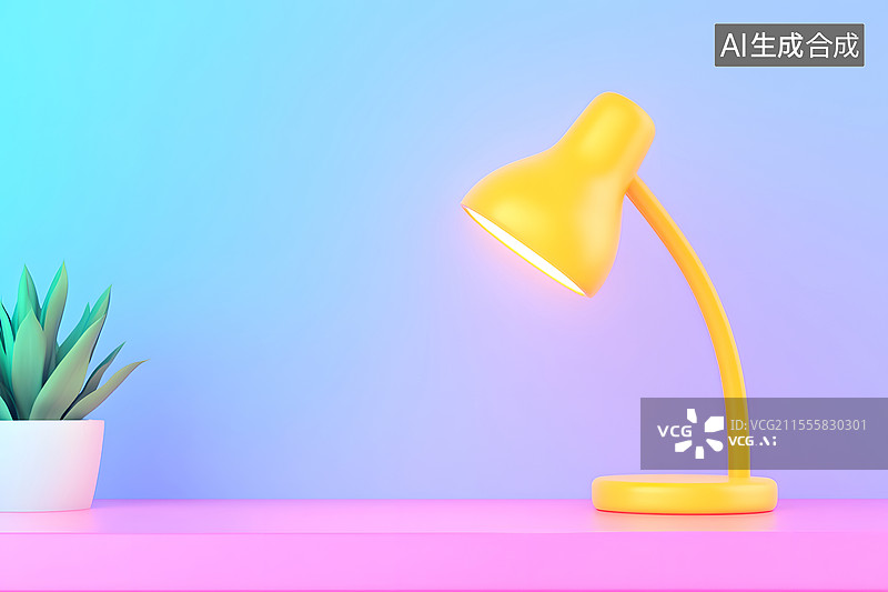 【AI数字艺术】办公室台灯的三维渲染插图图片素材