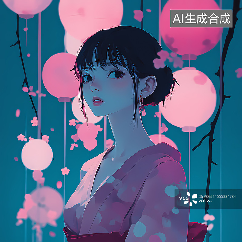 【AI数字艺术】新未来主义梦幻风格和风女性图片素材