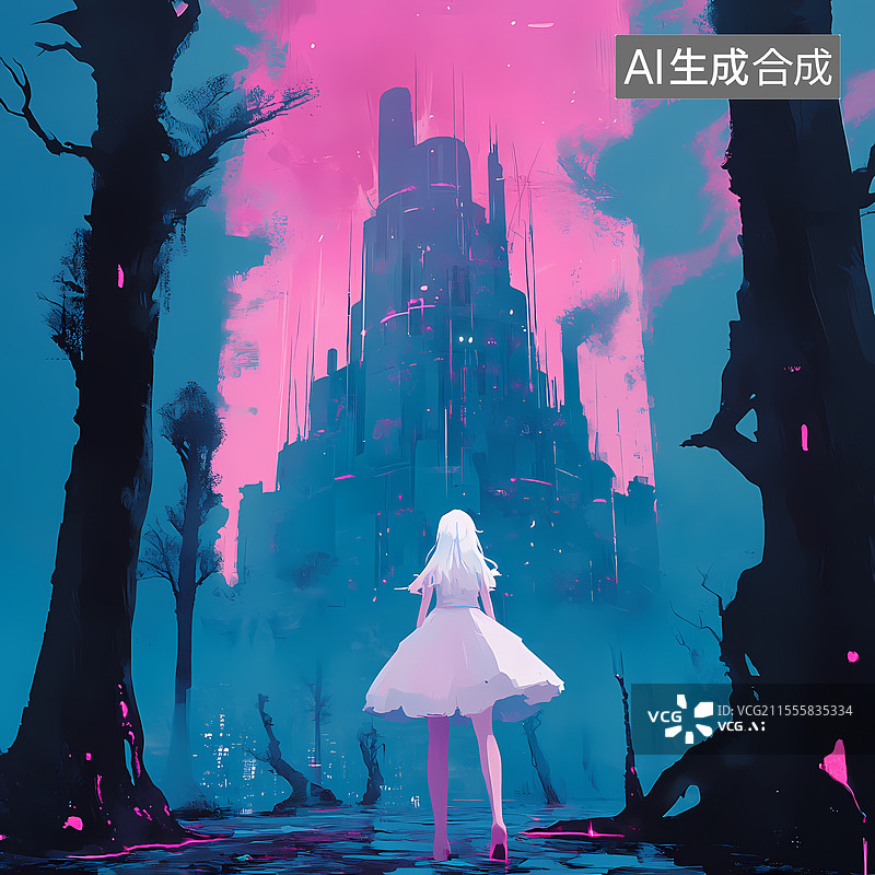 【AI数字艺术】新未来主义梦幻风格——童话场景里的女性人物图片素材