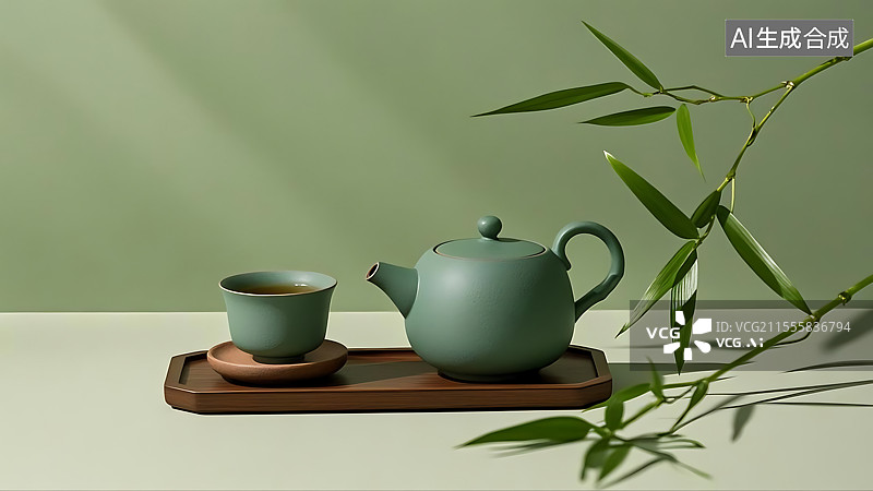 【AI数字艺术】茶文化茶艺茶学绿色背景图图片素材