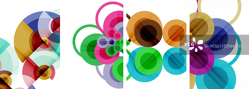 白色背景上的五彩圆圈拼贴画图片素材