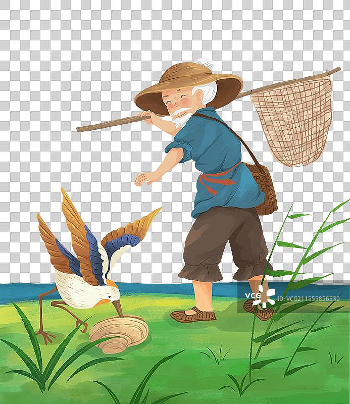 成语故事鹬蚌相争插画图素图片素材