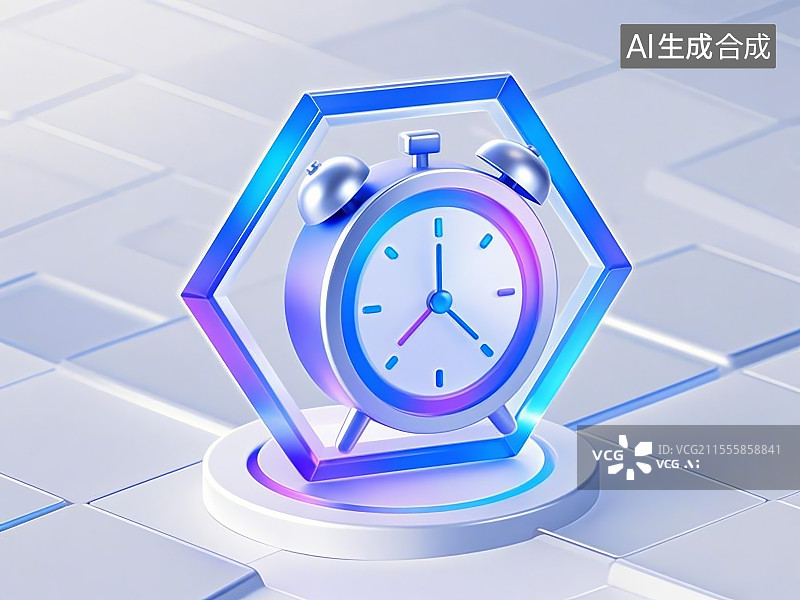 【AI数字艺术】透明背景的3D闹钟图标图片素材