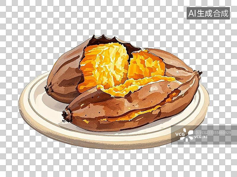 【AI数字艺术】烤红薯，手绘画风格图片素材