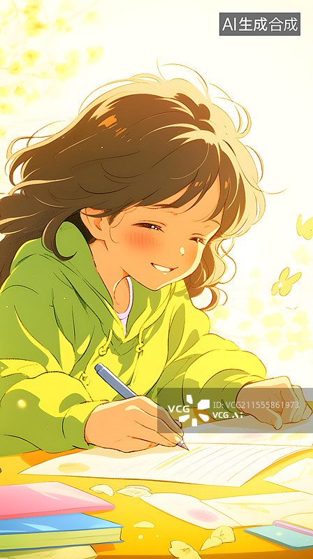 【AI数字艺术】学生冲刺高考的教育场景插画图片素材