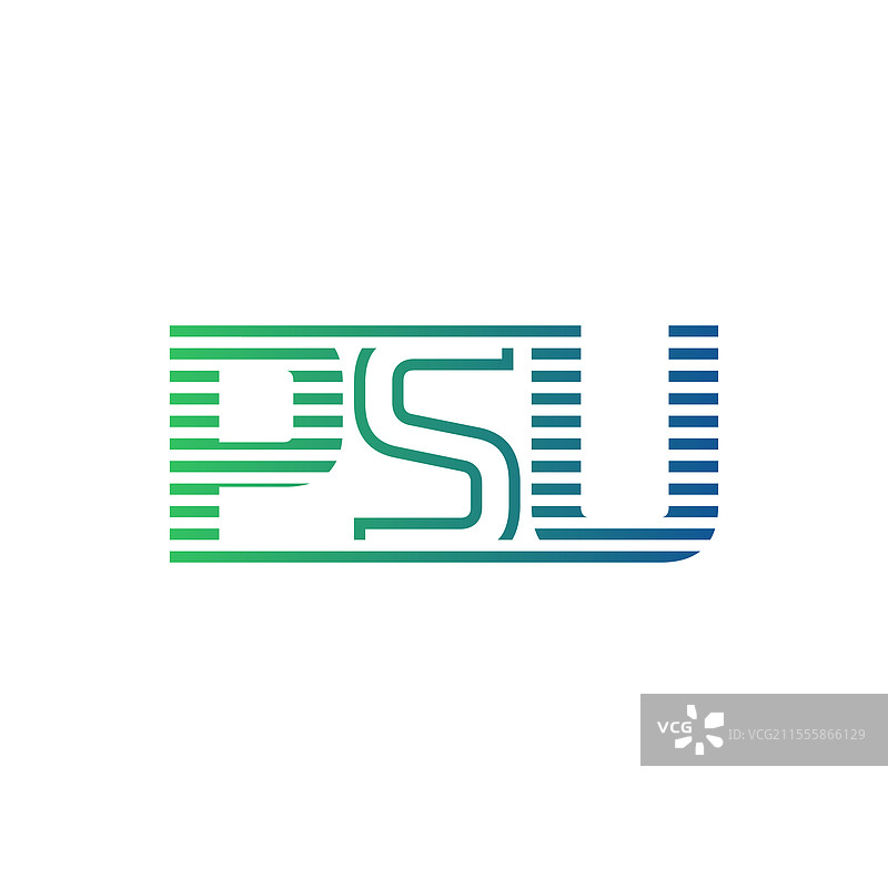 现代PSU标志设计，字母PSU，极简风格图片素材