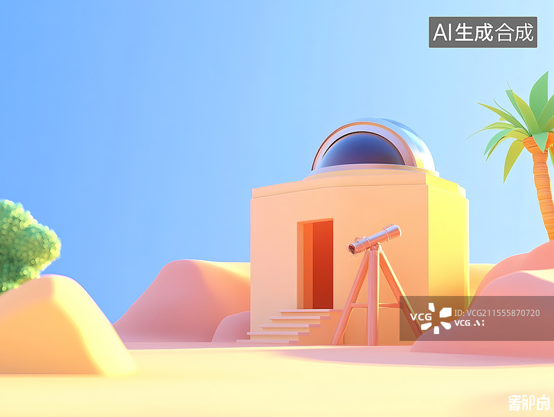 【AI数字艺术】沙漠中的天文观测站图片素材