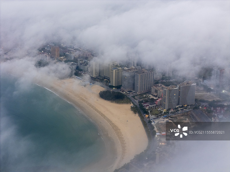海陵岛云海高空航拍视角图片素材