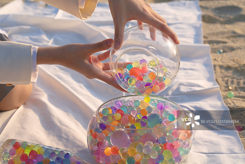 深圳大鹏金沙湾海滩，JK少女，水宝宝创意人像图片素材