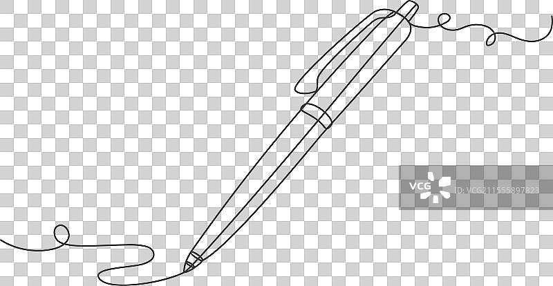 连续一笔画的书写笔，孤立展示图片素材