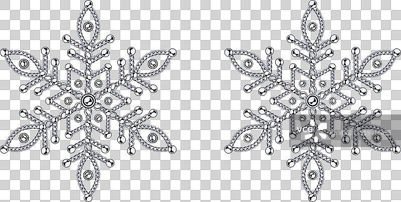 华丽的单色雪花由珠宝链制成图片素材