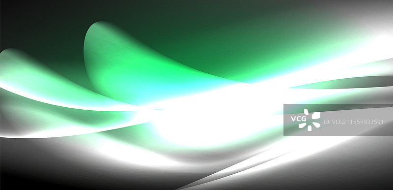 黑色背景上的绿色和白色波浪图片素材