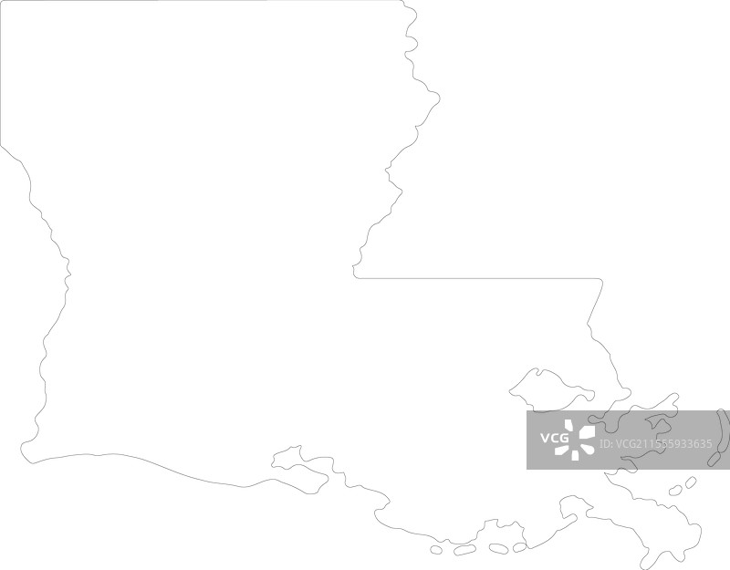 美国路易斯安那州轮廓地图图片素材