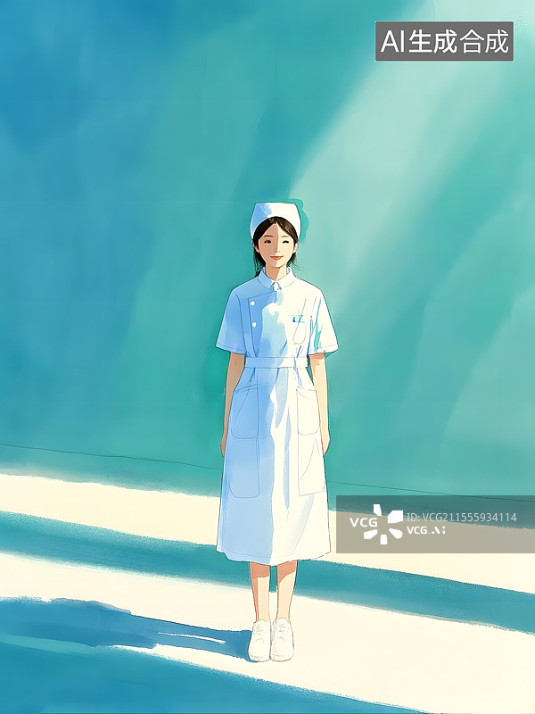 【AI数字艺术】水彩护士图片素材