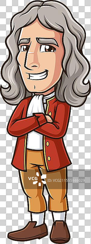 抱臂的艾萨克·牛顿卡通剪贴画图片素材