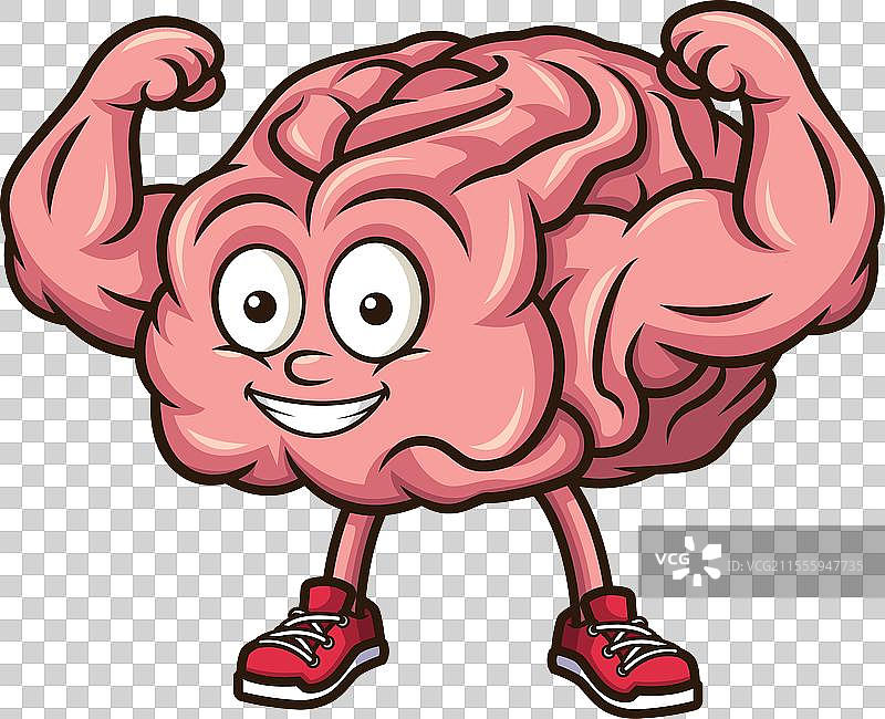 强壮的大脑和肌肉的卡通剪贴画图片素材