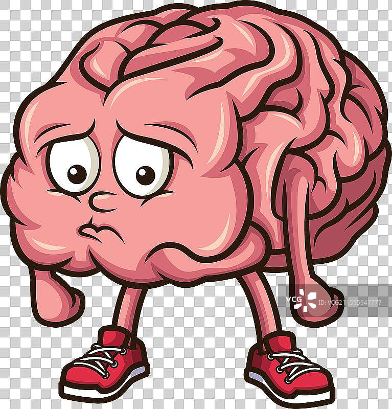 伤心的大脑卡通角色剪贴画图片素材