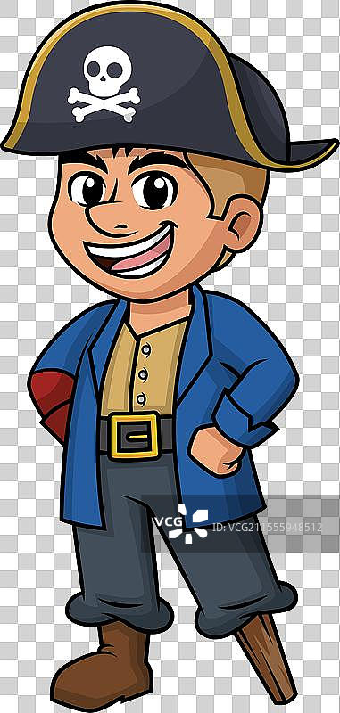 戴着帽子和木腿的海盗卡通剪贴画图片素材