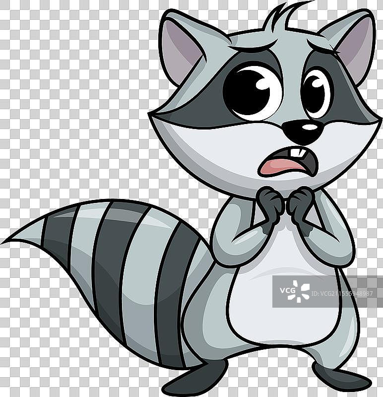 害怕的浣熊角色卡通剪贴画图片素材