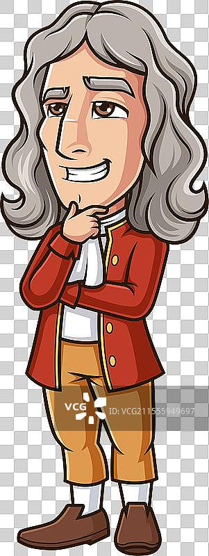 艾萨克·牛顿思考的卡通剪贴画图片素材