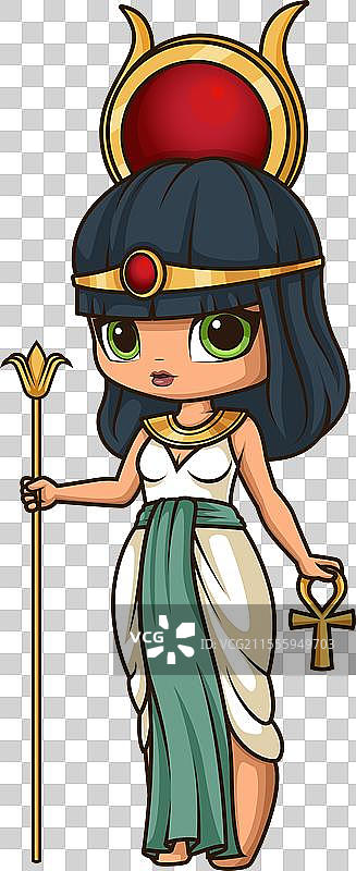 古埃及女神伊西斯的卡通剪贴画图片素材