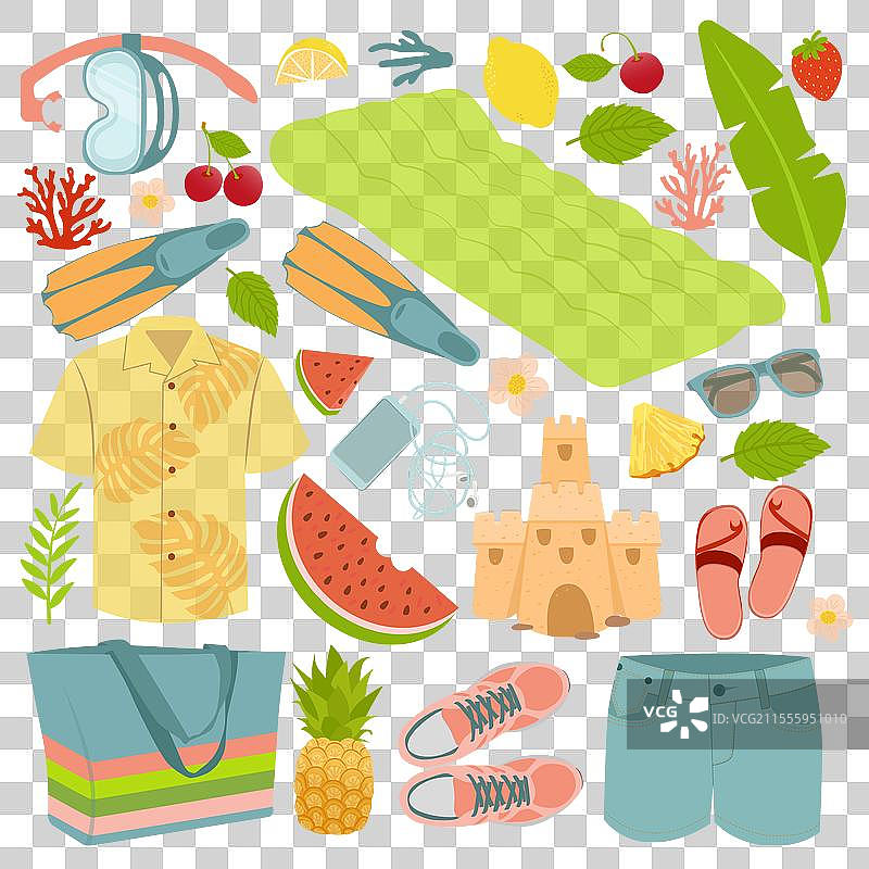 夏季贴纸平面设计可用于图片素材