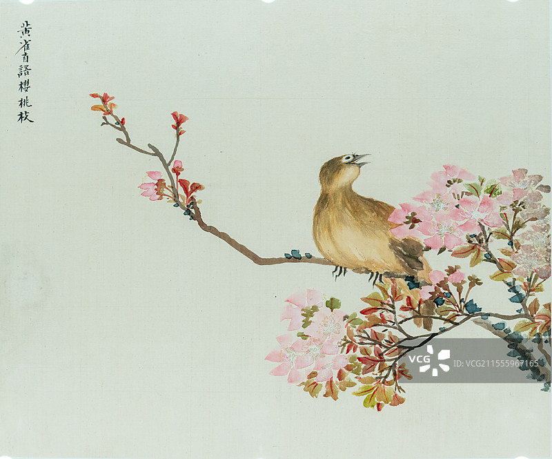 海上画派，任熊，姚大梅诗意图，黄雀，桃花图片素材