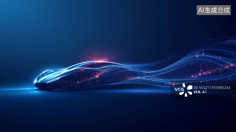 【AI数字艺术】蓝色背景流线型未来概念汽车图片素材