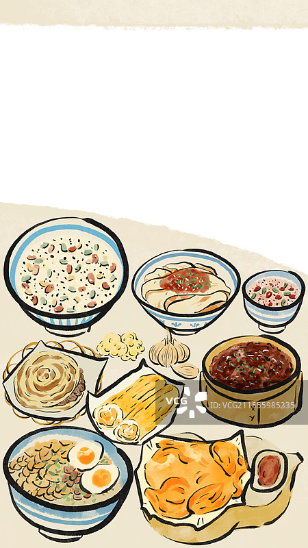 水墨风西安美食插画图片素材