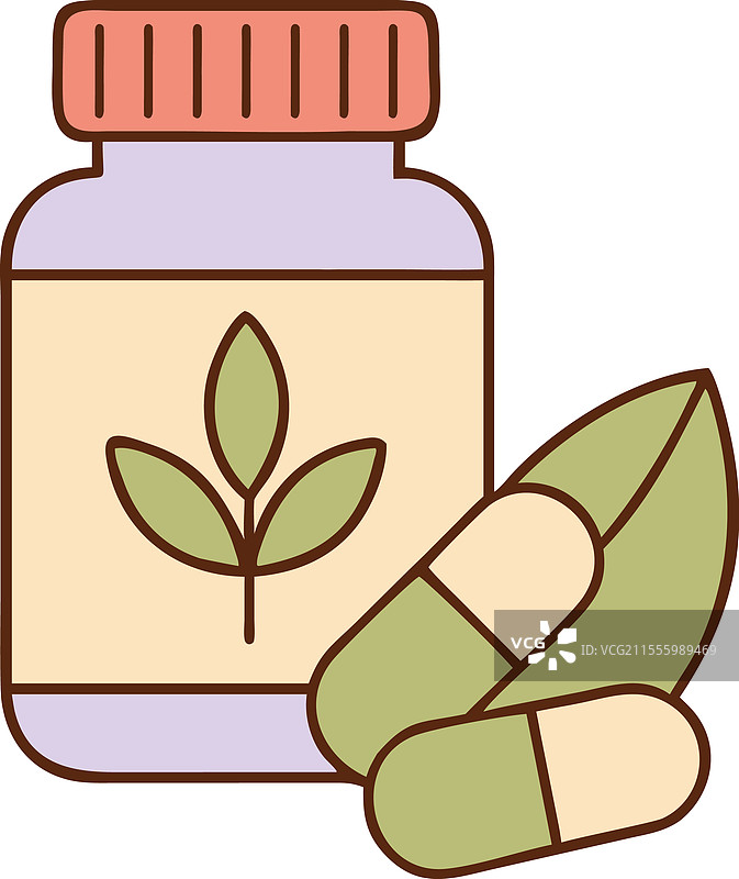 草本补充剂药丸自然健康图标图片素材