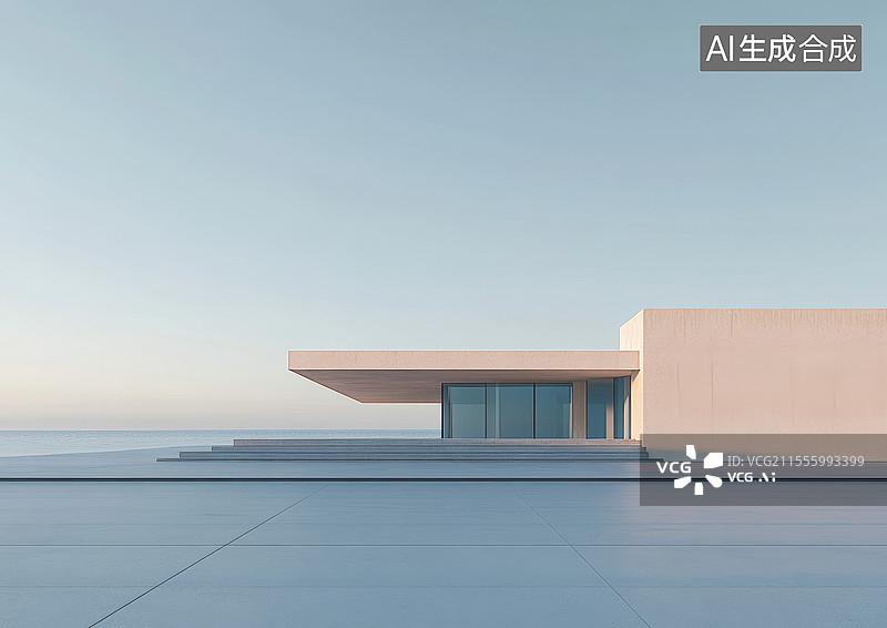 【AI数字艺术】海边现代简约建筑图片素材