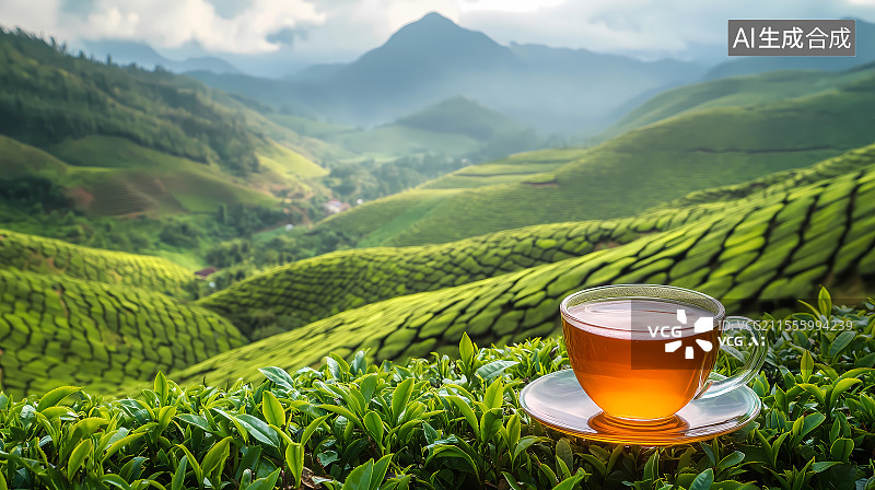 【AI数字艺术】茶园田园风光图片素材