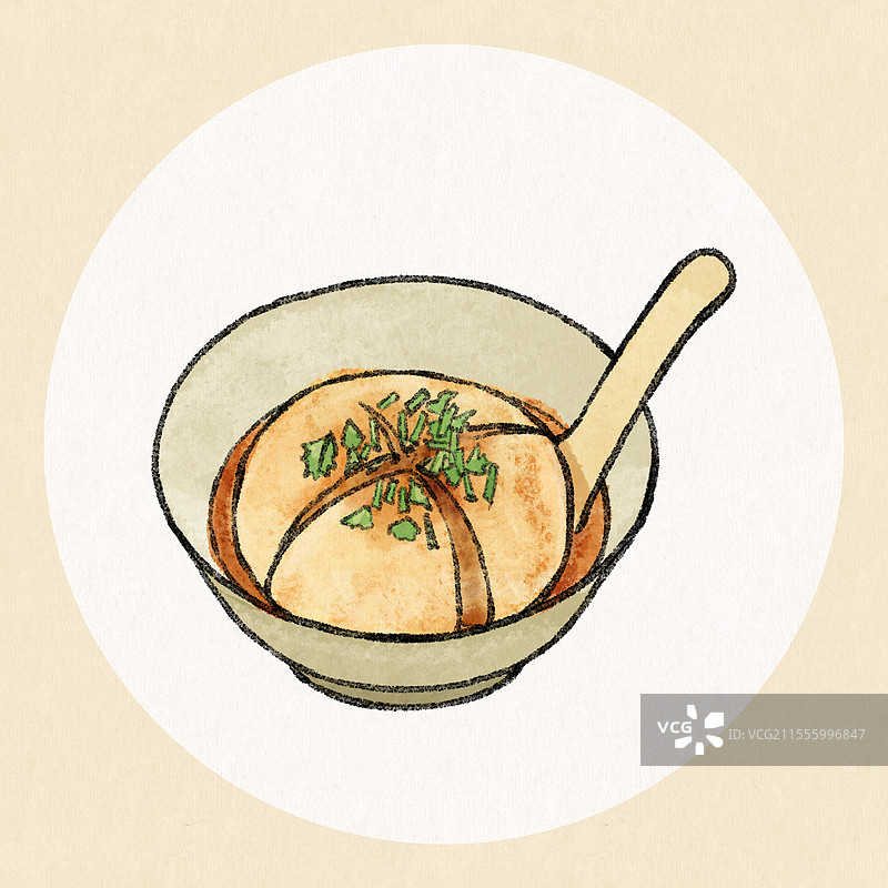 台湾美食国风插画-肉圆图片素材