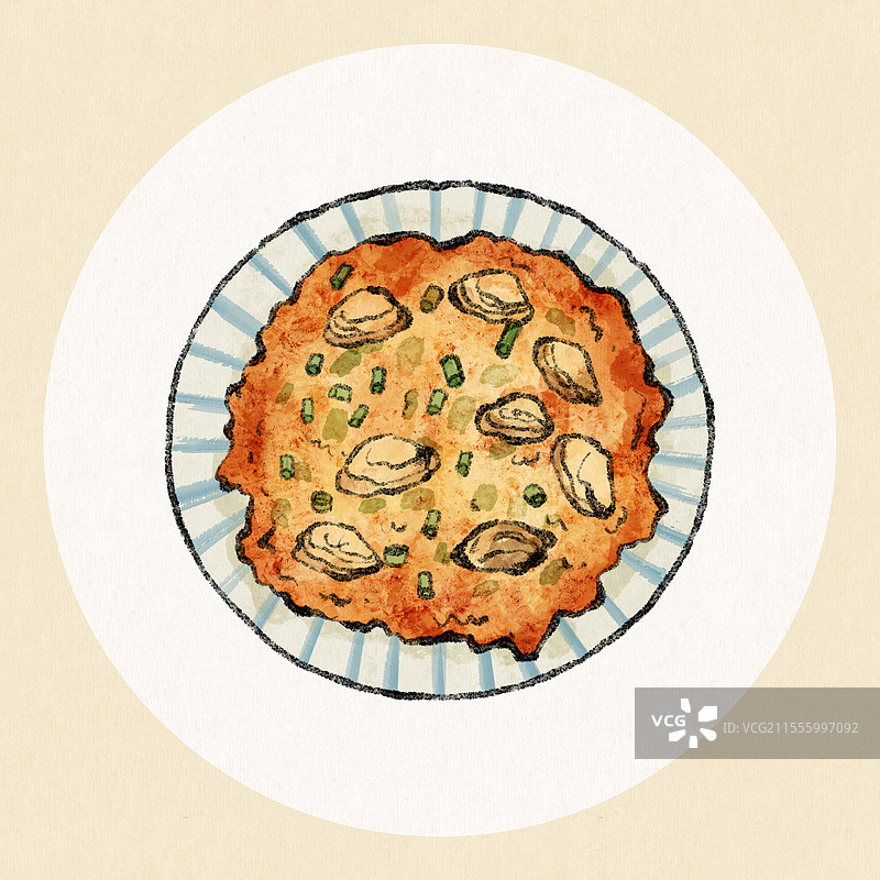 台湾美食国风插画-蚵仔煎图片素材