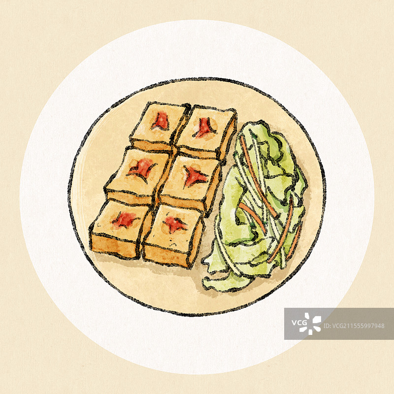 台湾美食国风插画-臭豆腐图片素材