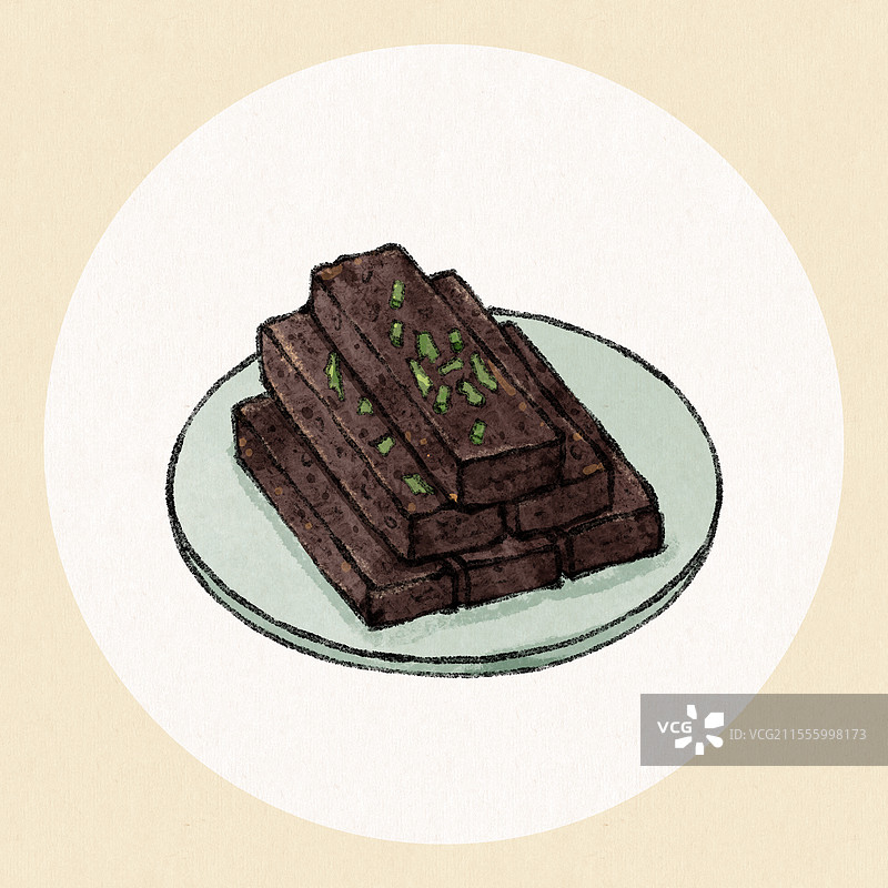 台湾美食国风插画-猪血糕图片素材